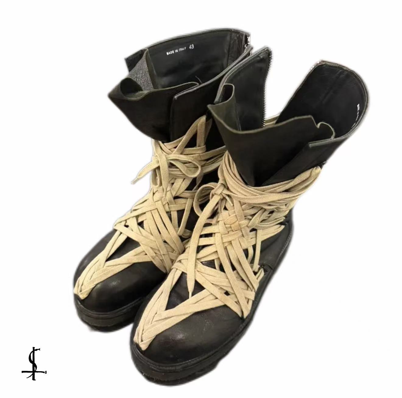 Rick Owens 20SS Magatooth Megalace Army Leather Boots