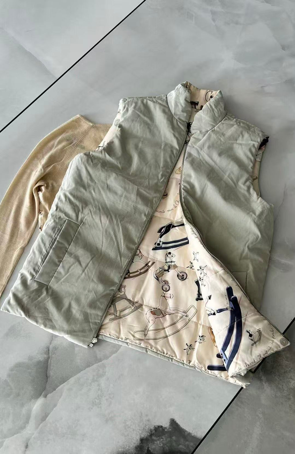 Hermes By Maison Margiela Raconte-moi le Cheval Print Quilted Vest