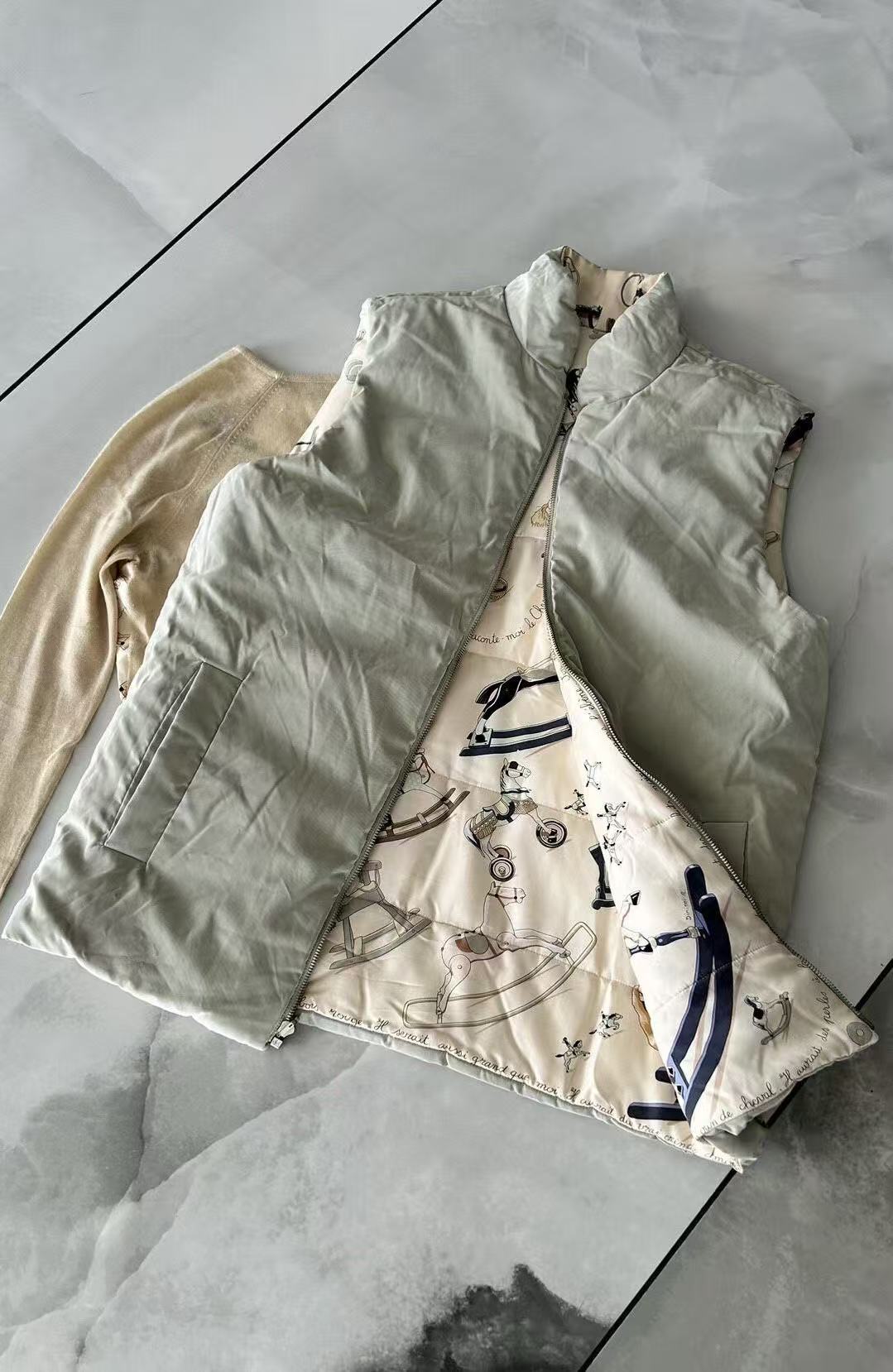 Hermes By Maison Margiela Raconte-moi le Cheval Print Quilted Vest
