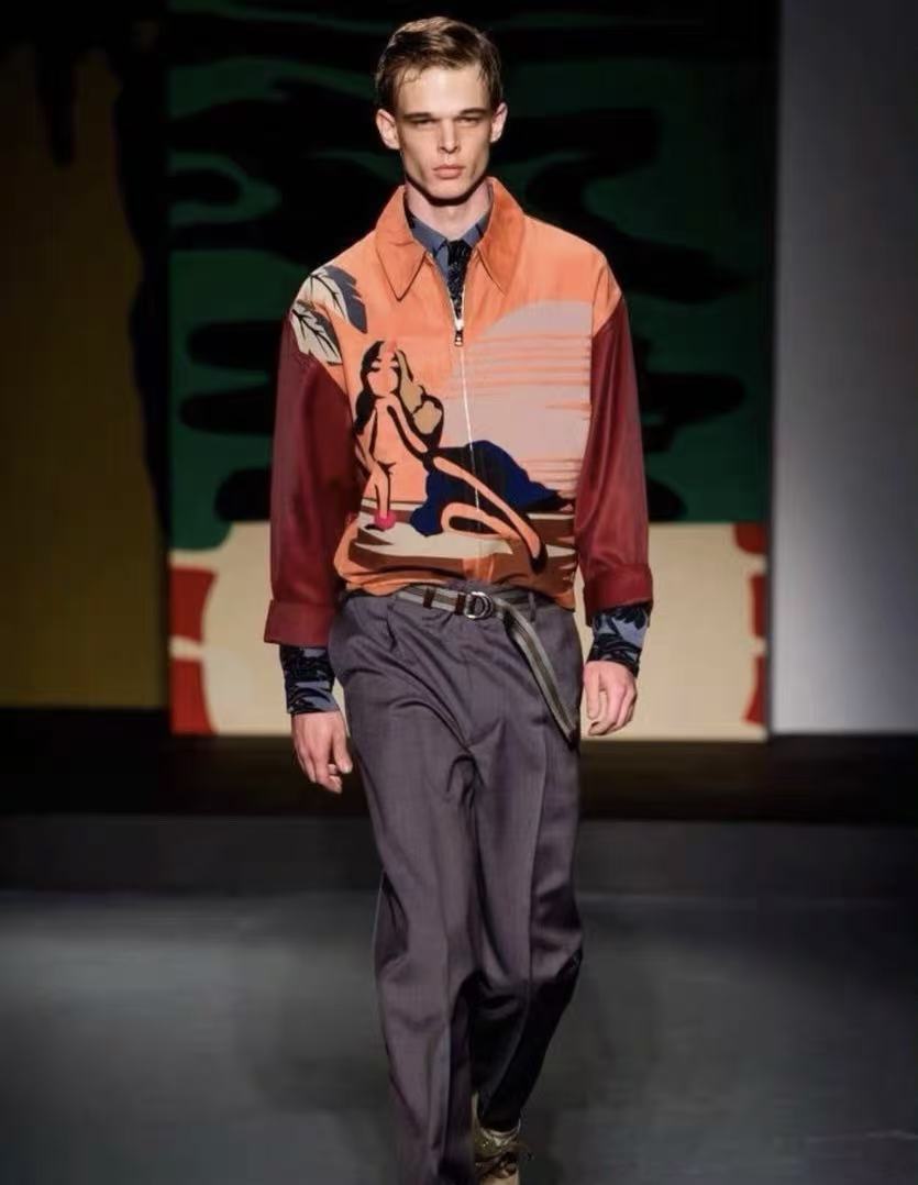 Prada 14SS Holiday Sunset Potrait Dancer Oil Jacket