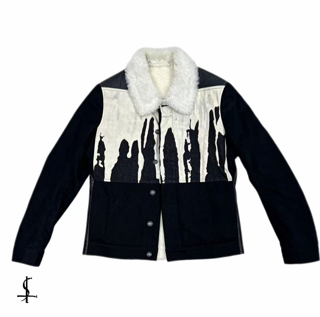 Rick Owens DRKSHDW SS14 Shearling‑Collar Trucker Jacket