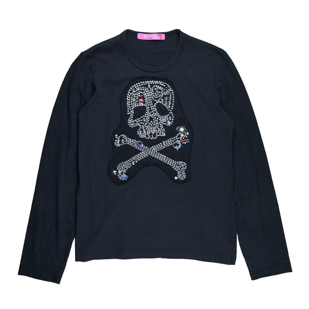 Junya Watanabe Comme des Garçons MAN AD2002 Jeweled Crossbones & Skull Long Sleeve Tee