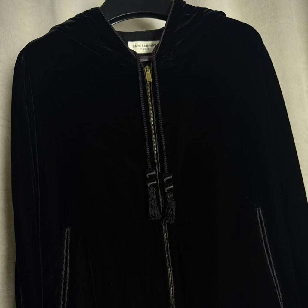 Saint Laurent 20SS Tasselled Velvet Hooded Jacket