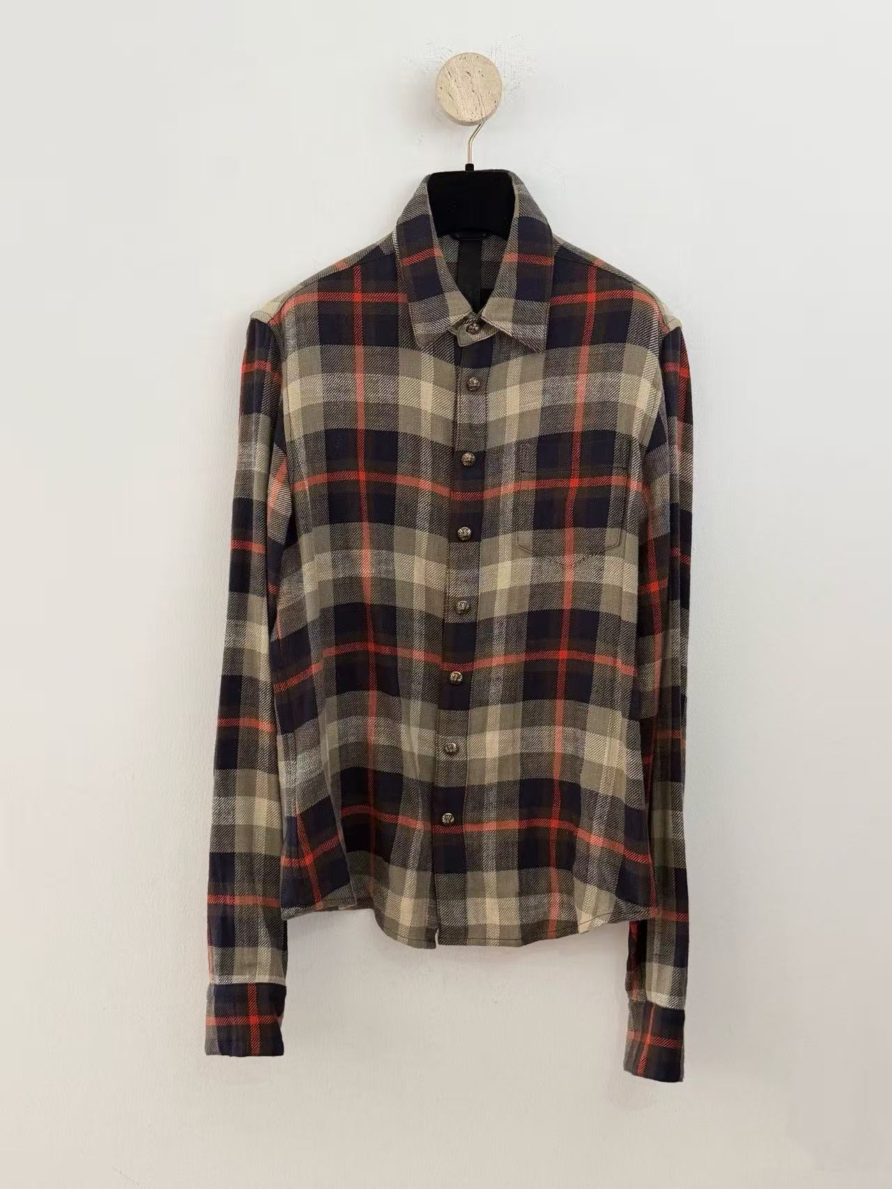 Chrome Hearts Loose Ends Cross Ball Flannel Check Shirt
