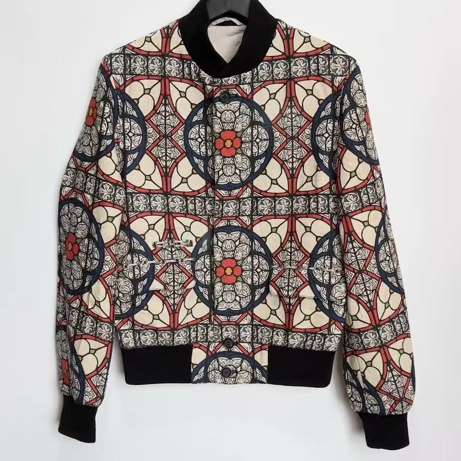 Alexander McQueen 2013FW Stained‑Glass Print Wool Bomber Jacket