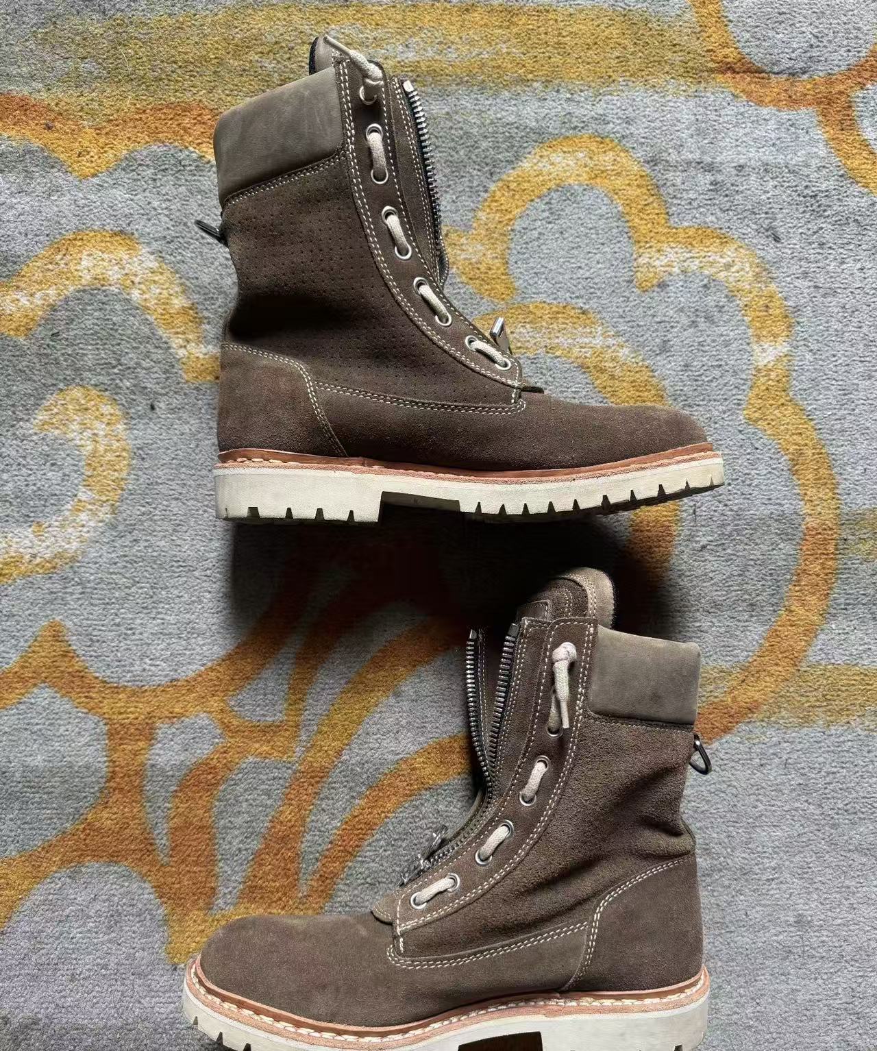 Balmain 16SS Khaki Brown Suede Lace Up Hiking Combat Boots