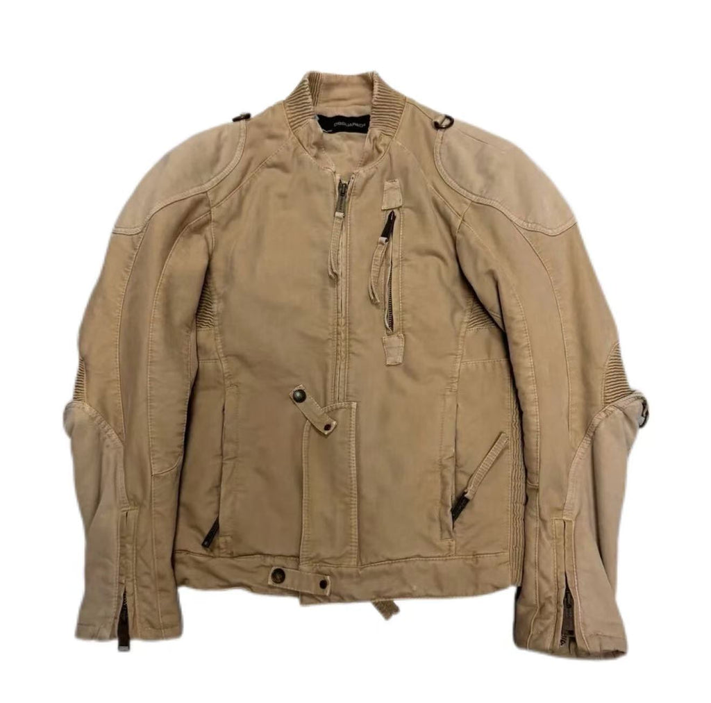 Dsquared2 07FW Biker Reinforced Beige Denim Jacket