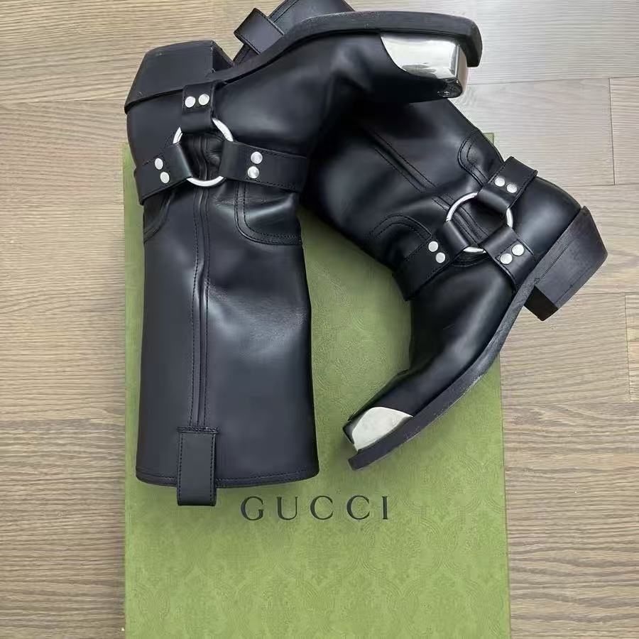 Gucci 23ss Harness Detail Leather Boots