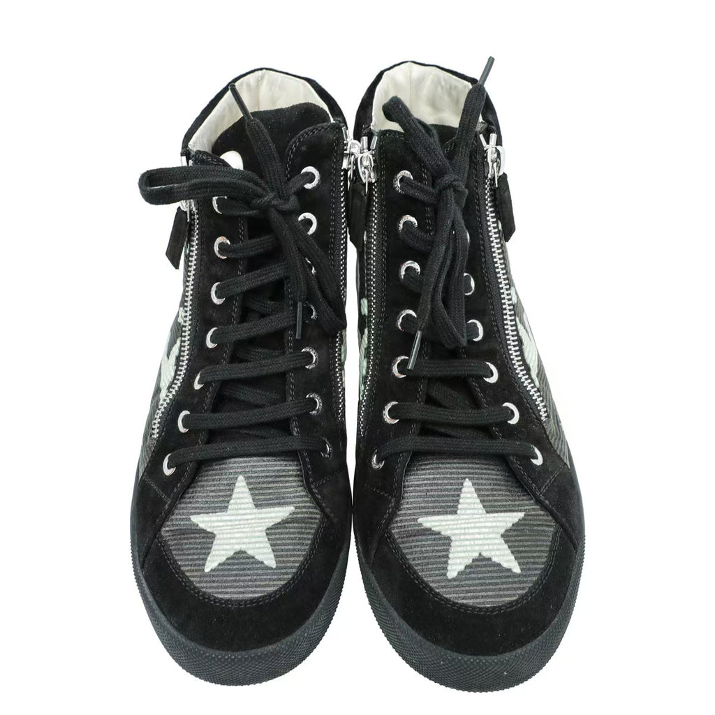 Chanel Black CC Star Print Boot