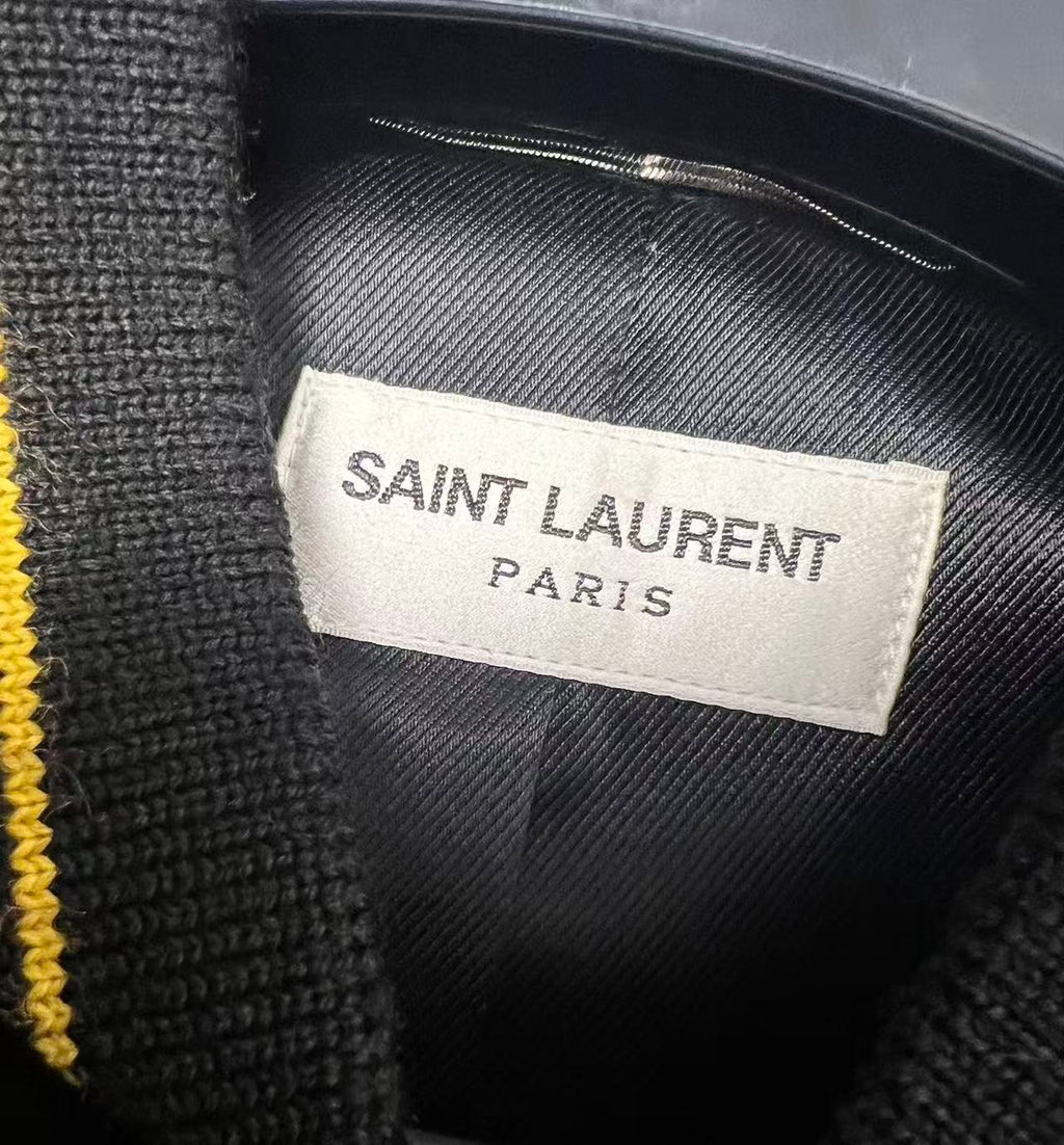 Saint Laurent 19FW Black Velvet Teddy Radio Bomber Jacket