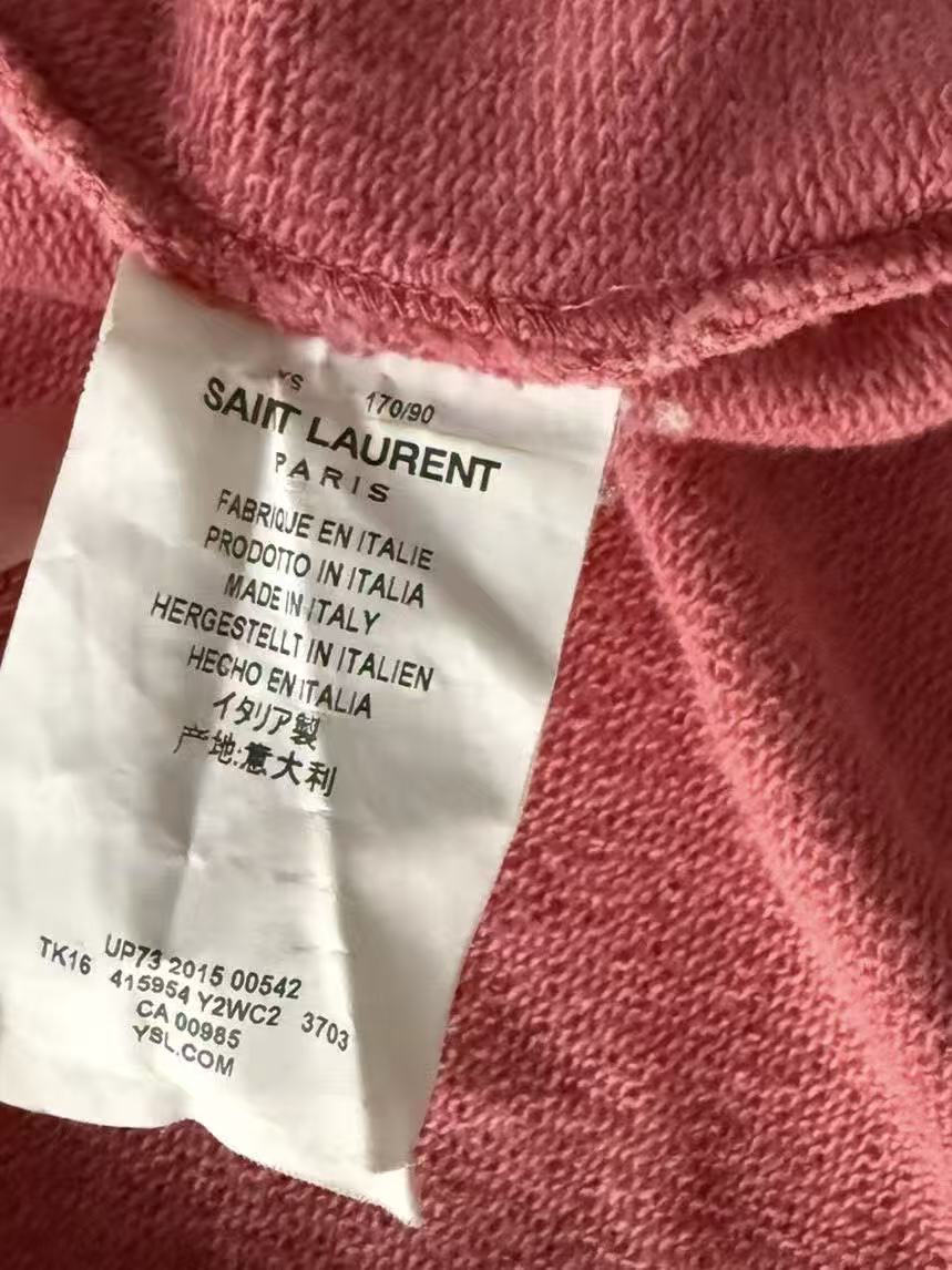 Saint laurent 16SS Washed Pink Distressed Zip‑Up Hoodie