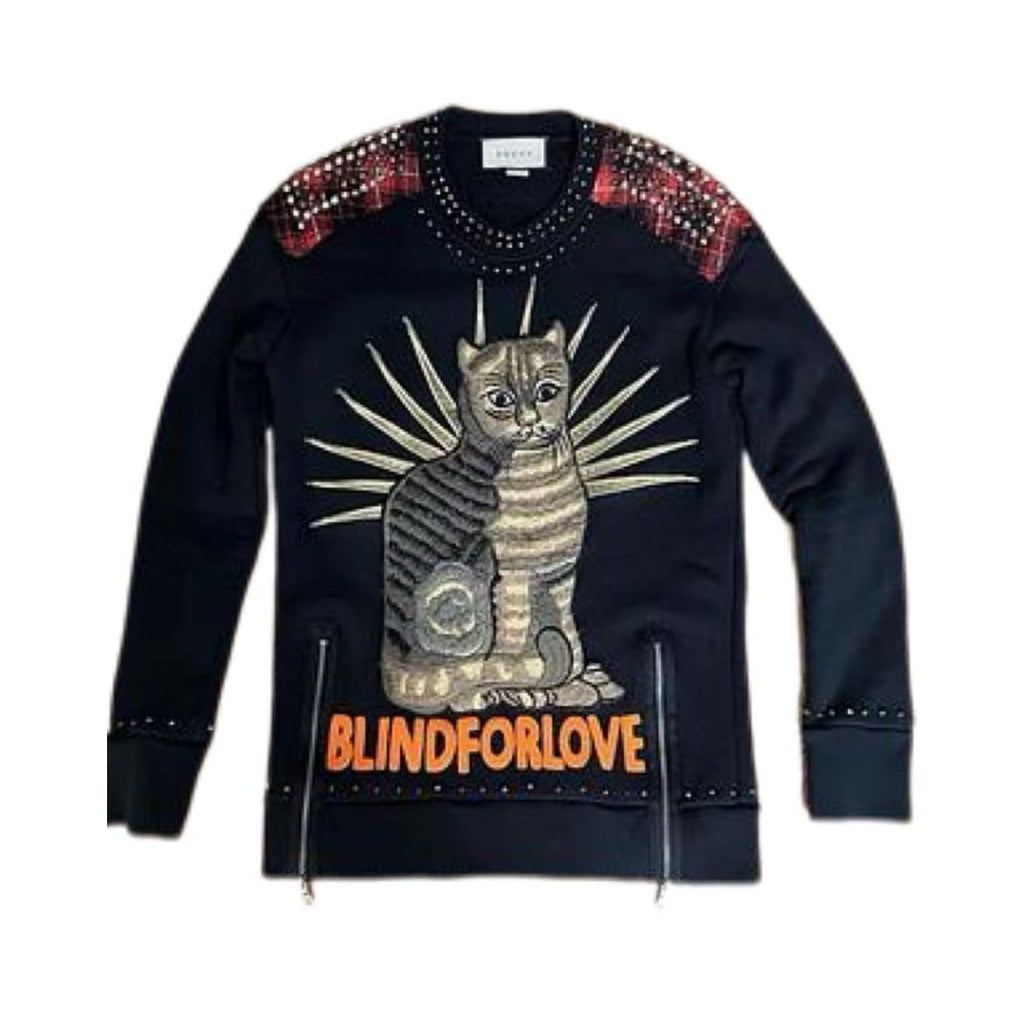 Gucci 17SS Blind For Love Cat Embellished Sweatshirt