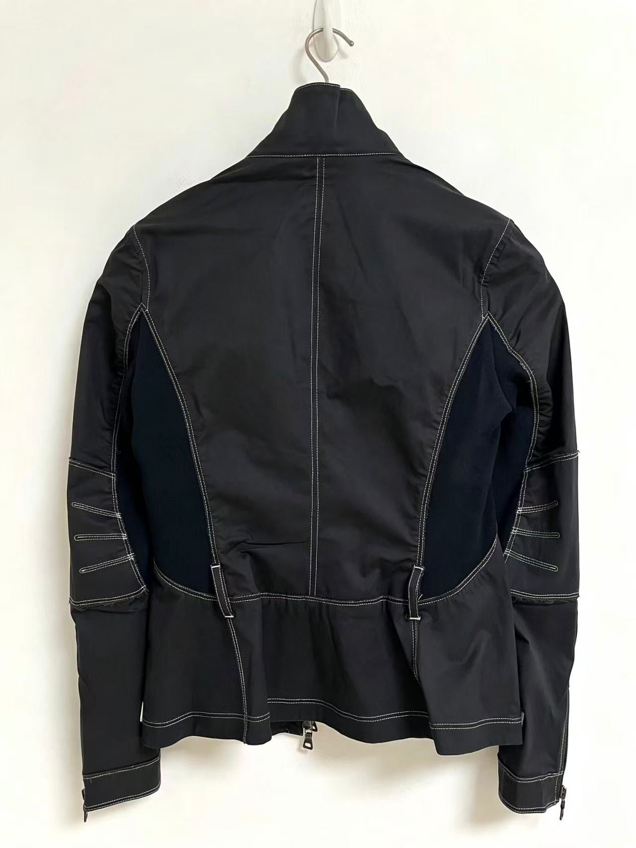 Prada Sport Contrast Stitch Nylon Moto Jacket