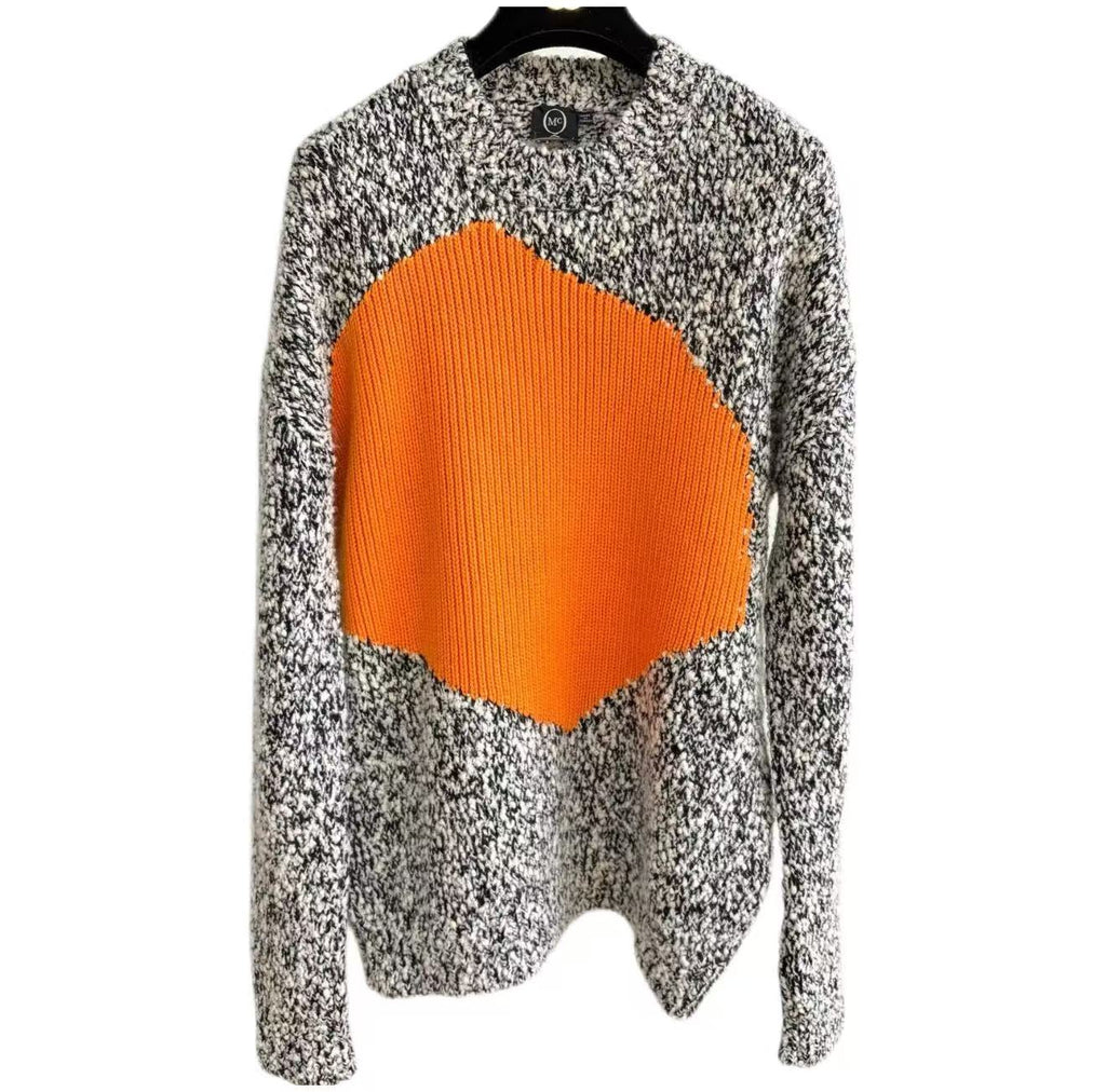 Alexander Mcqueen 15AW Orange Heart Marled Knit Sweater