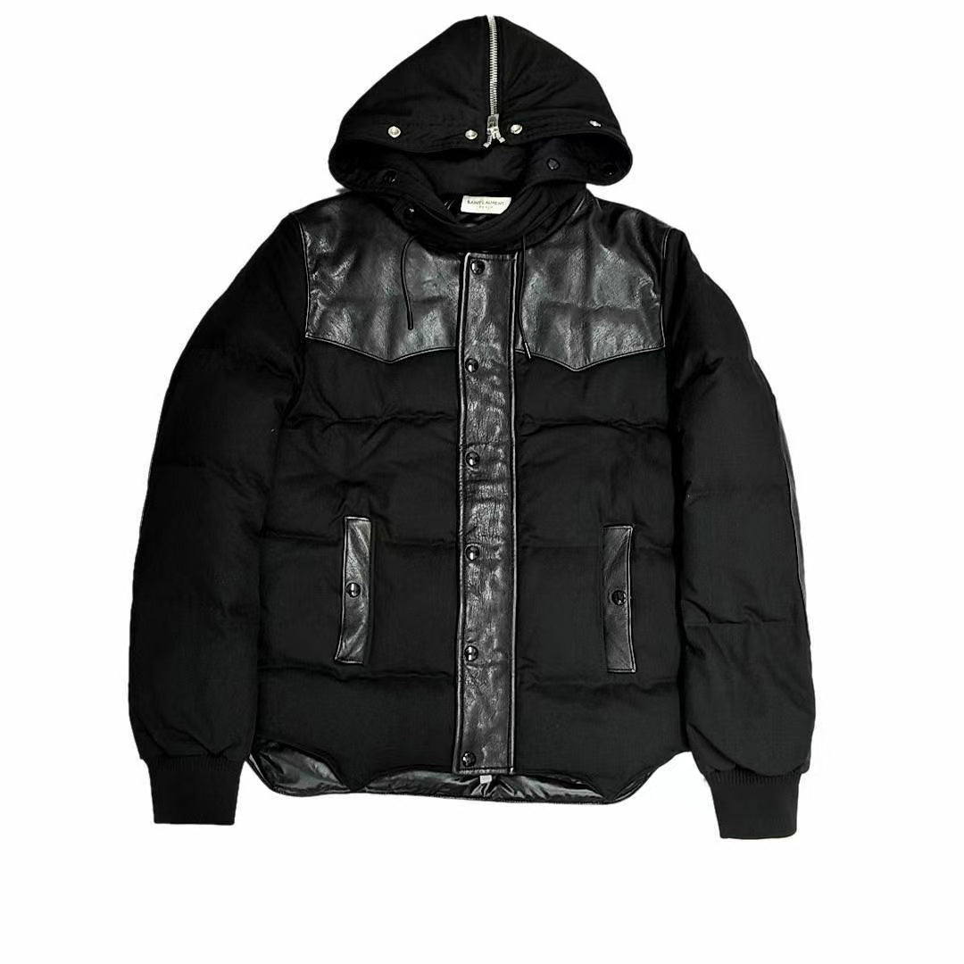 Saint Laurent 13AW Black Leather Puffer Jacket