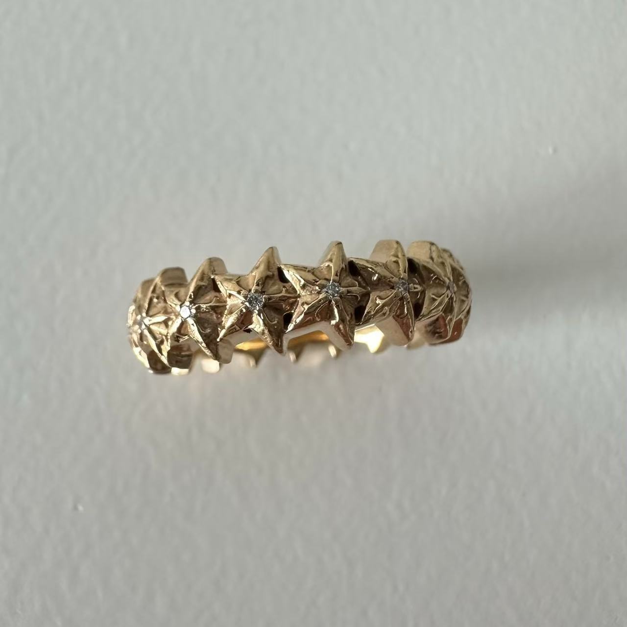 Chrome Hearts Gold And Diamond Star Band Ring