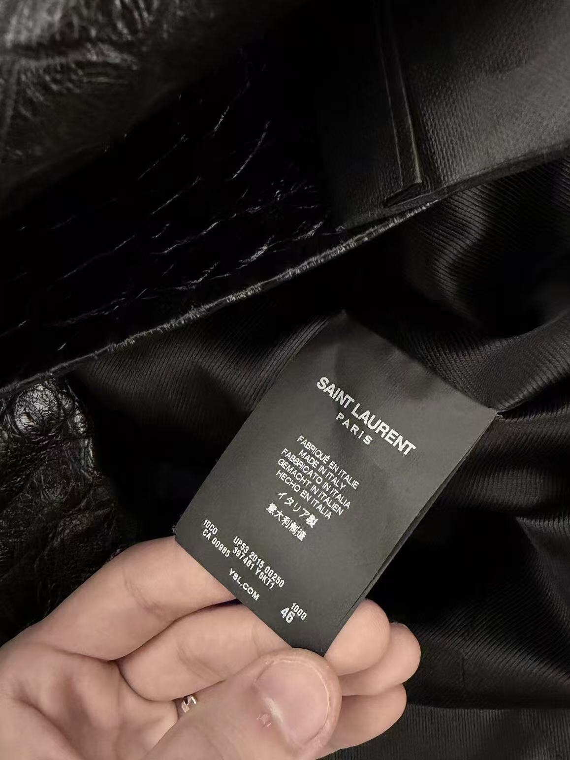 Saint Laurent 15FW Croc-Embossed Leather Coat