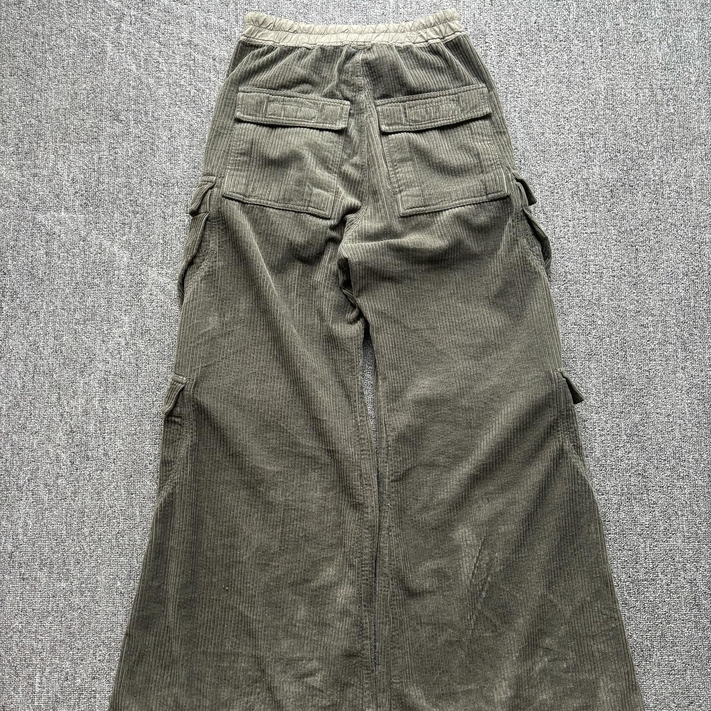 Rick Owen’s corduroy army green wide pants