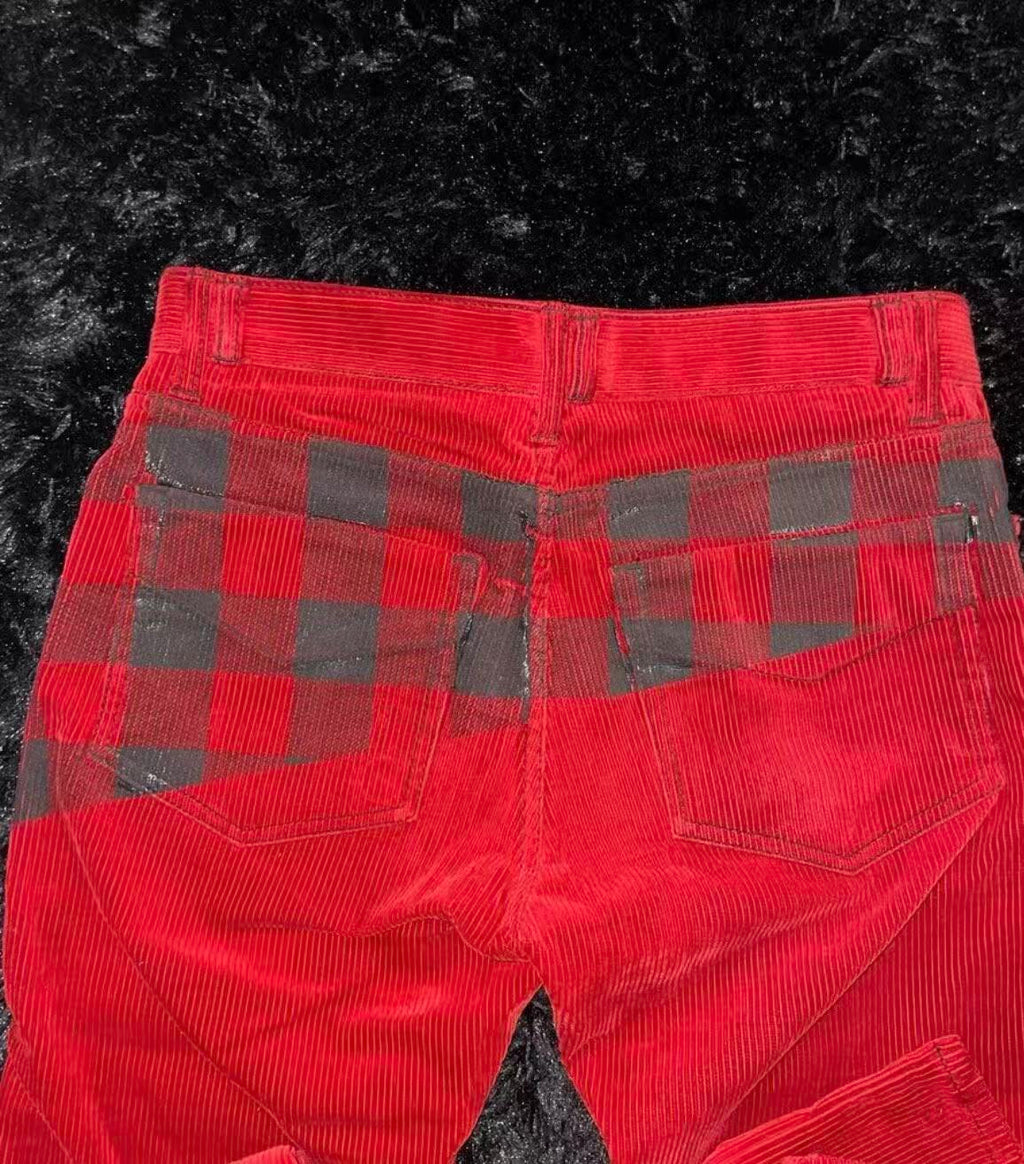 Number Nine 07AW Plaid Print Corduroy Pant