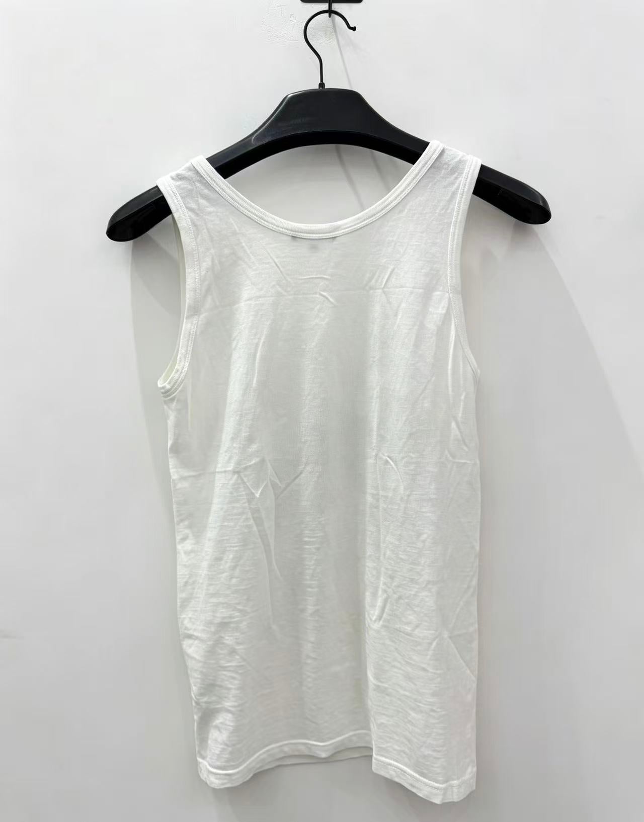 Ann Demeulemeester 00s White Graphic Tank Top