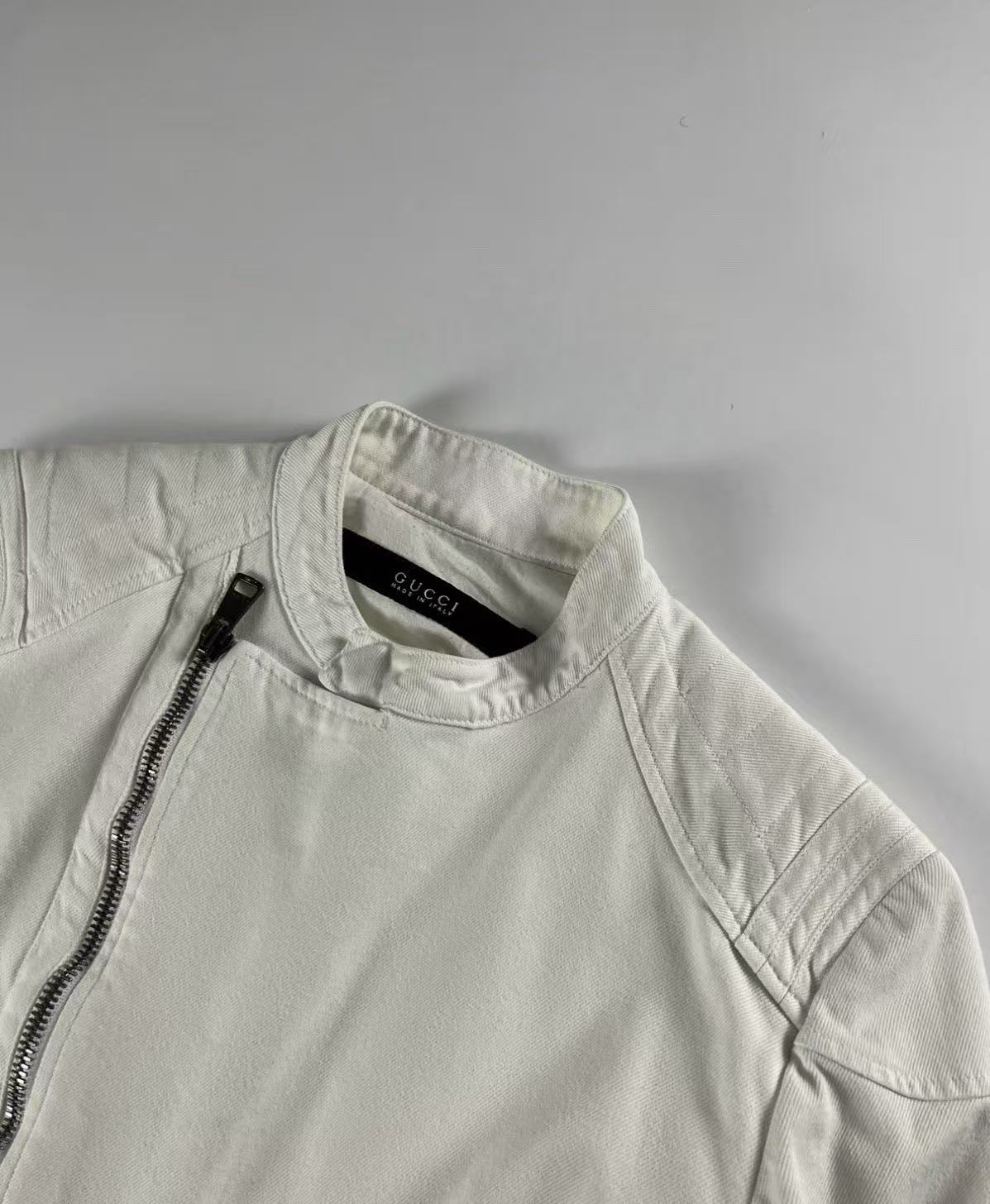 Gucci By Tom Ford 02SS Asymmetrical Zip Denim Biker Jacket