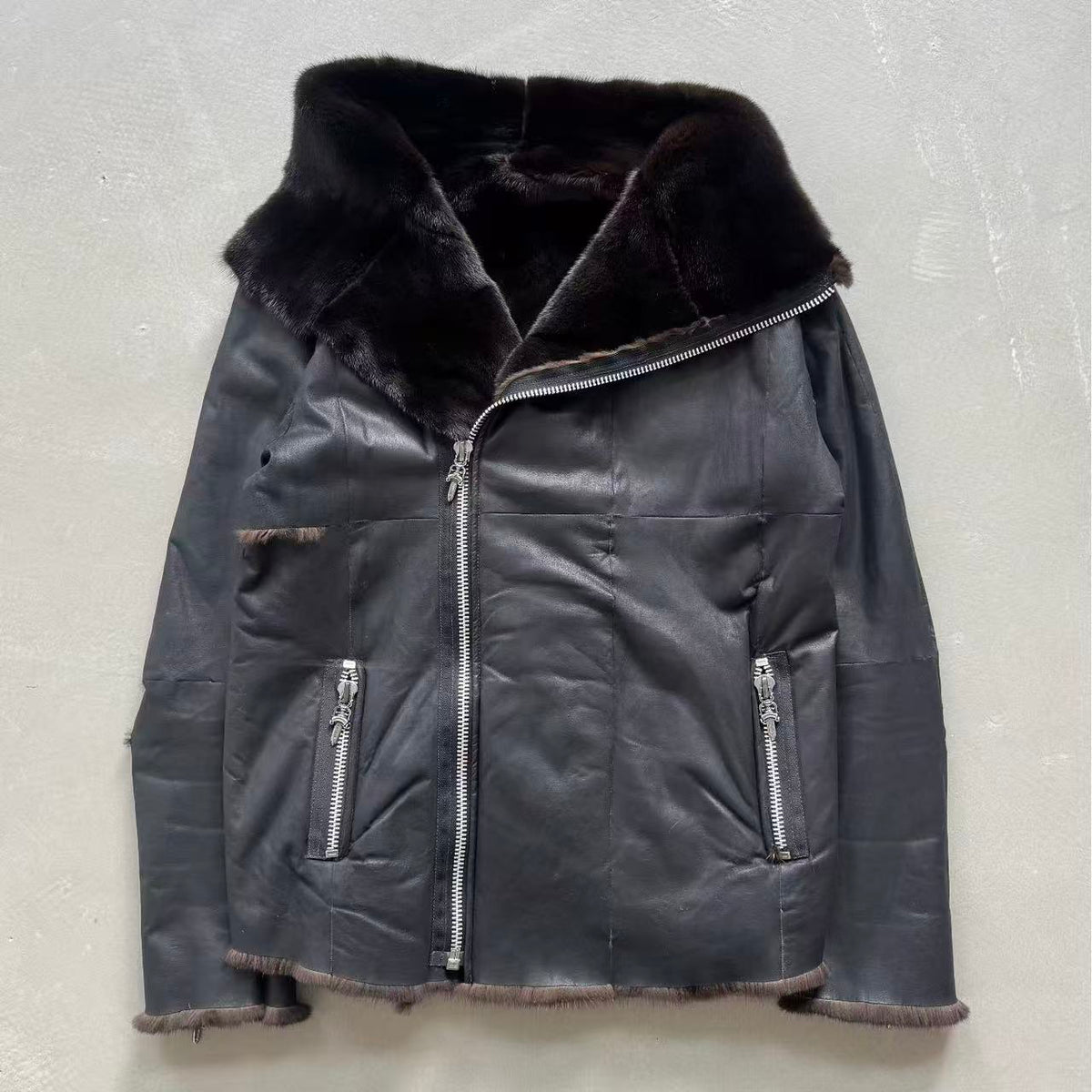 Chrome Hearts x Rick Owens Mink Fur Lined Jacket