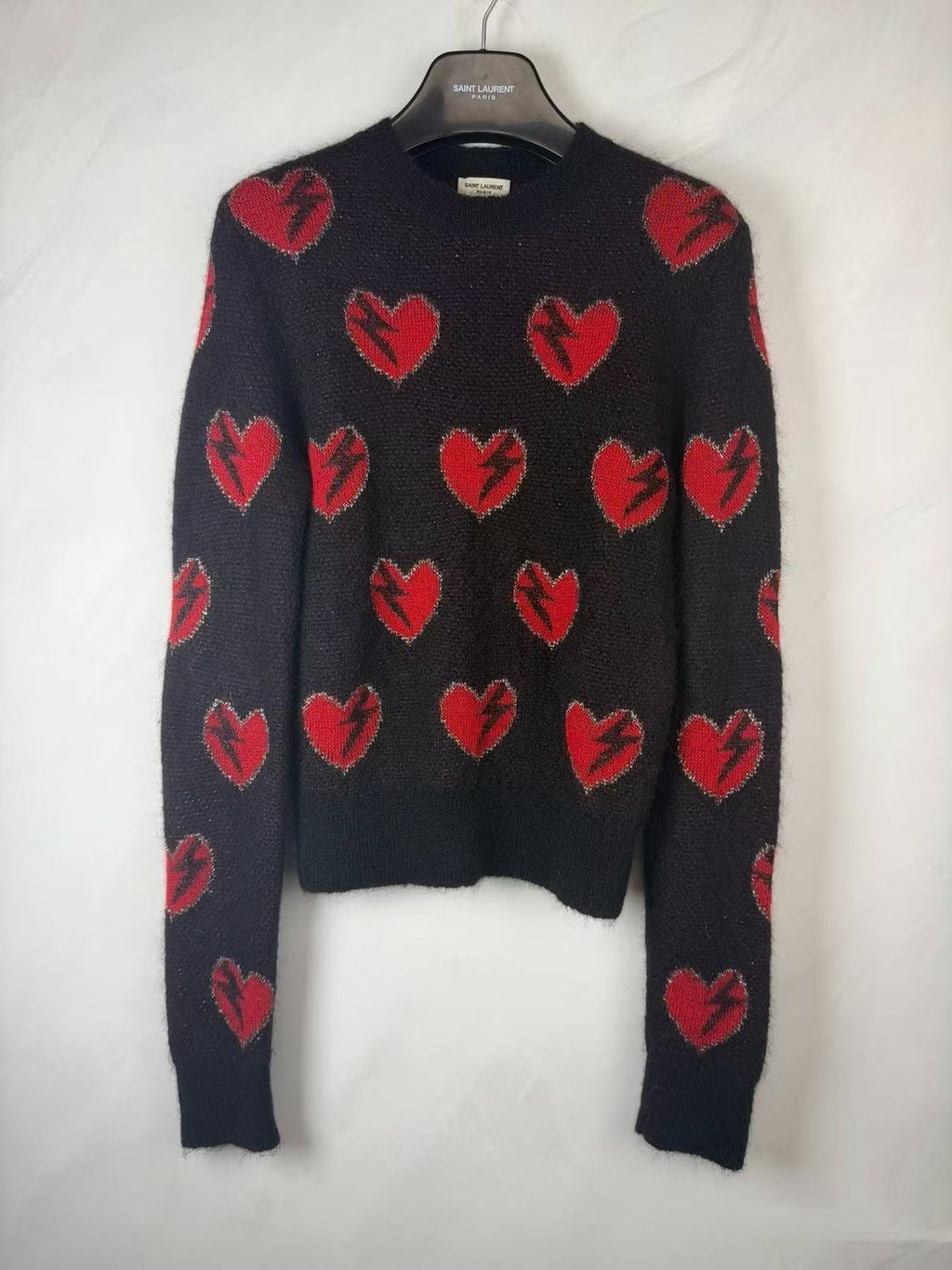 Saint Laurent 17AW Lightning Heart Mohair Sweater