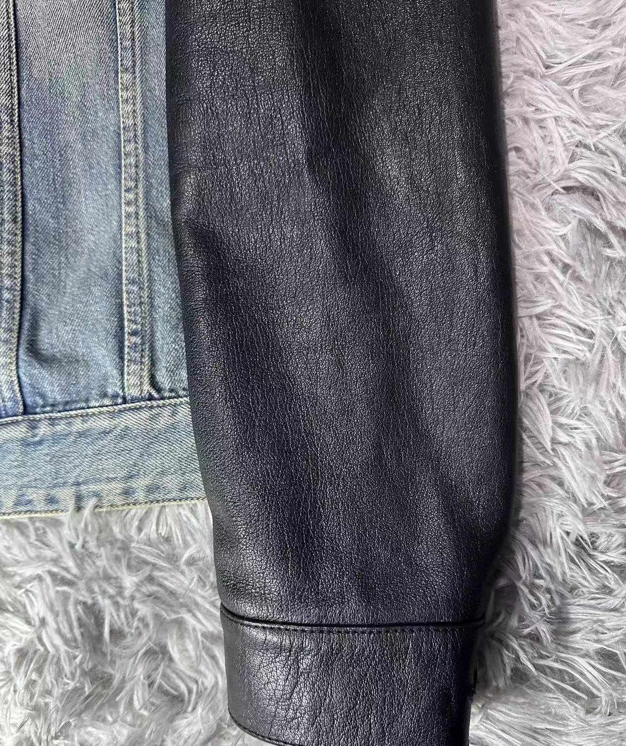 Saint Laurent 13AW Leather Sleeve Denim Jacket