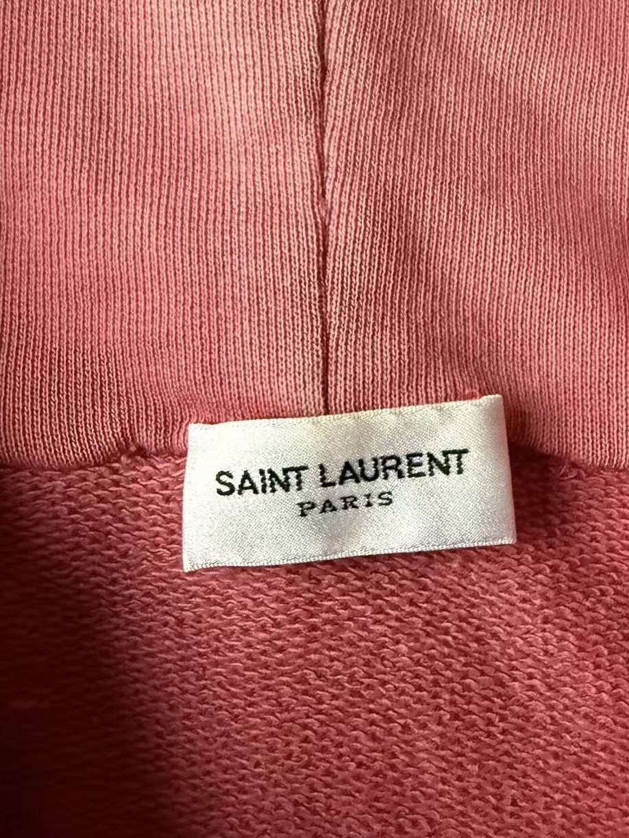Saint laurent 16SS Washed Pink Distressed Zip‑Up Hoodie