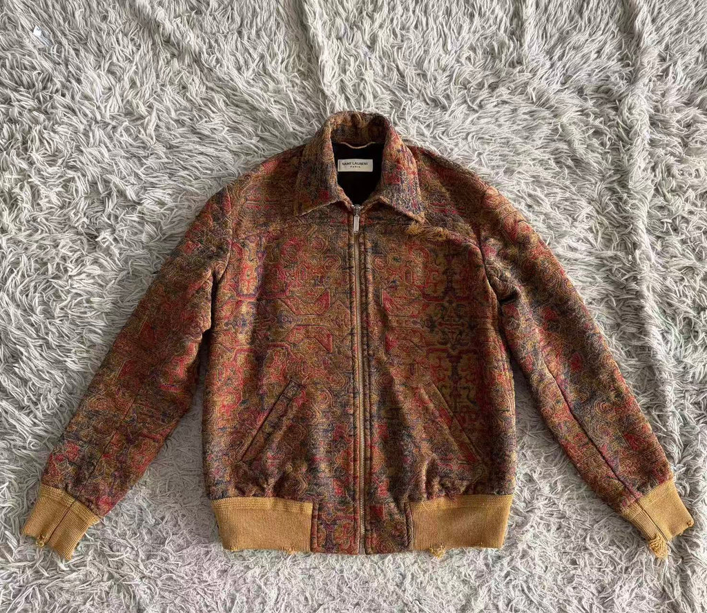 Saint Laurent 17SS Tapisserie Distressed Bomber Jacket