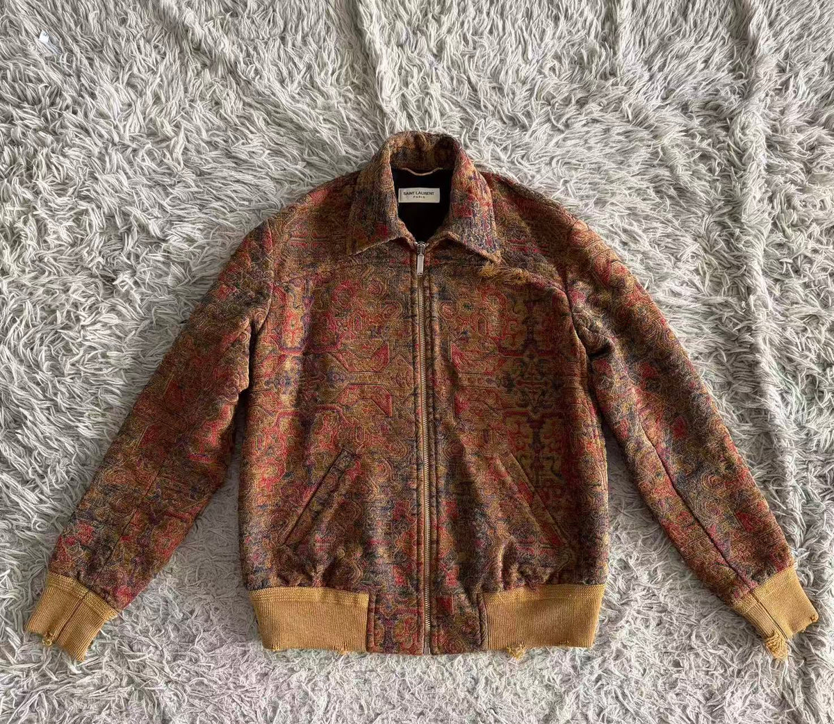 Saint Laurent 17SS Tapisserie Distressed Bomber Jacket