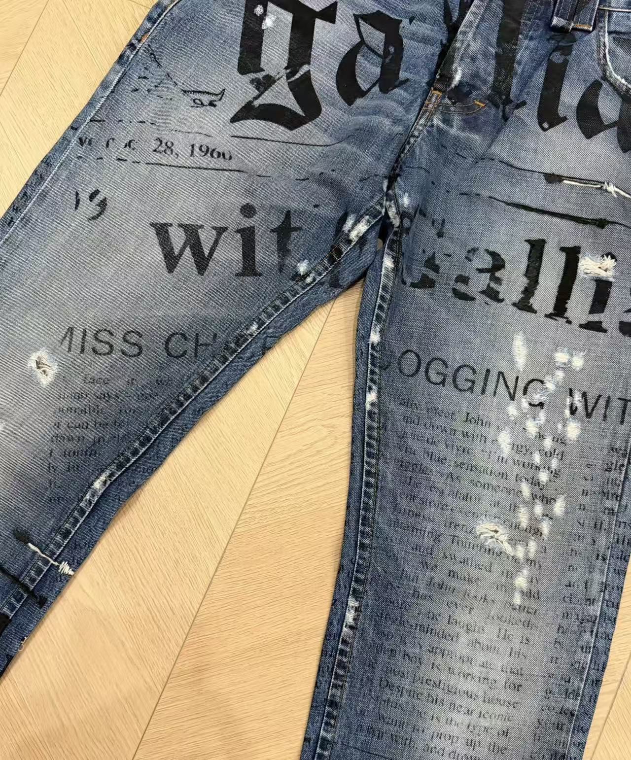 John Galliano Newspaper Print Jeans