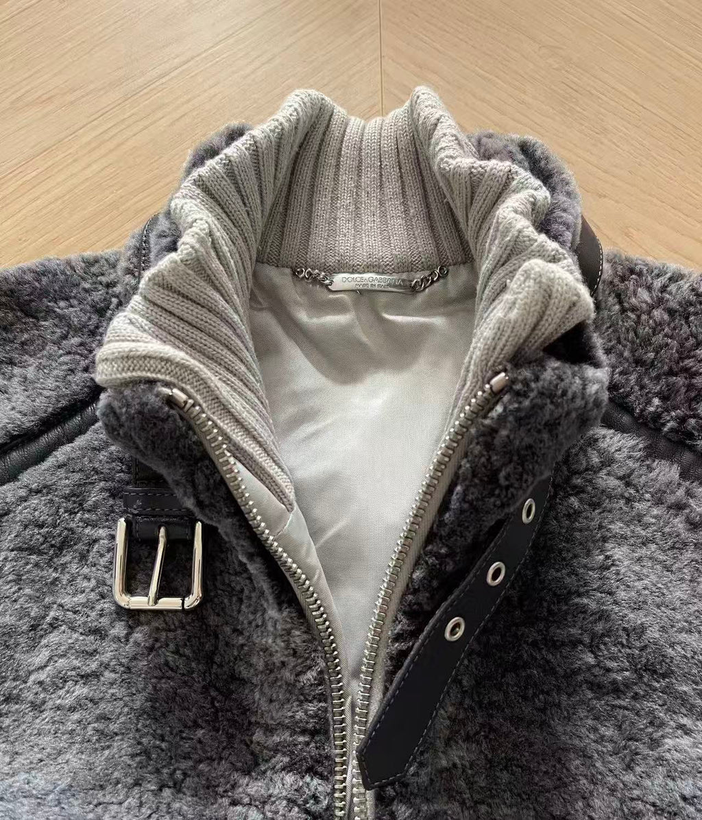 Dolce&Gabbana 07AW Wool Fur Patch Nylon Jacket