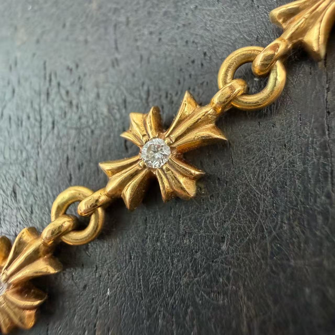 Chrome Hearts 22k Gold TinyE Diamond Pendant