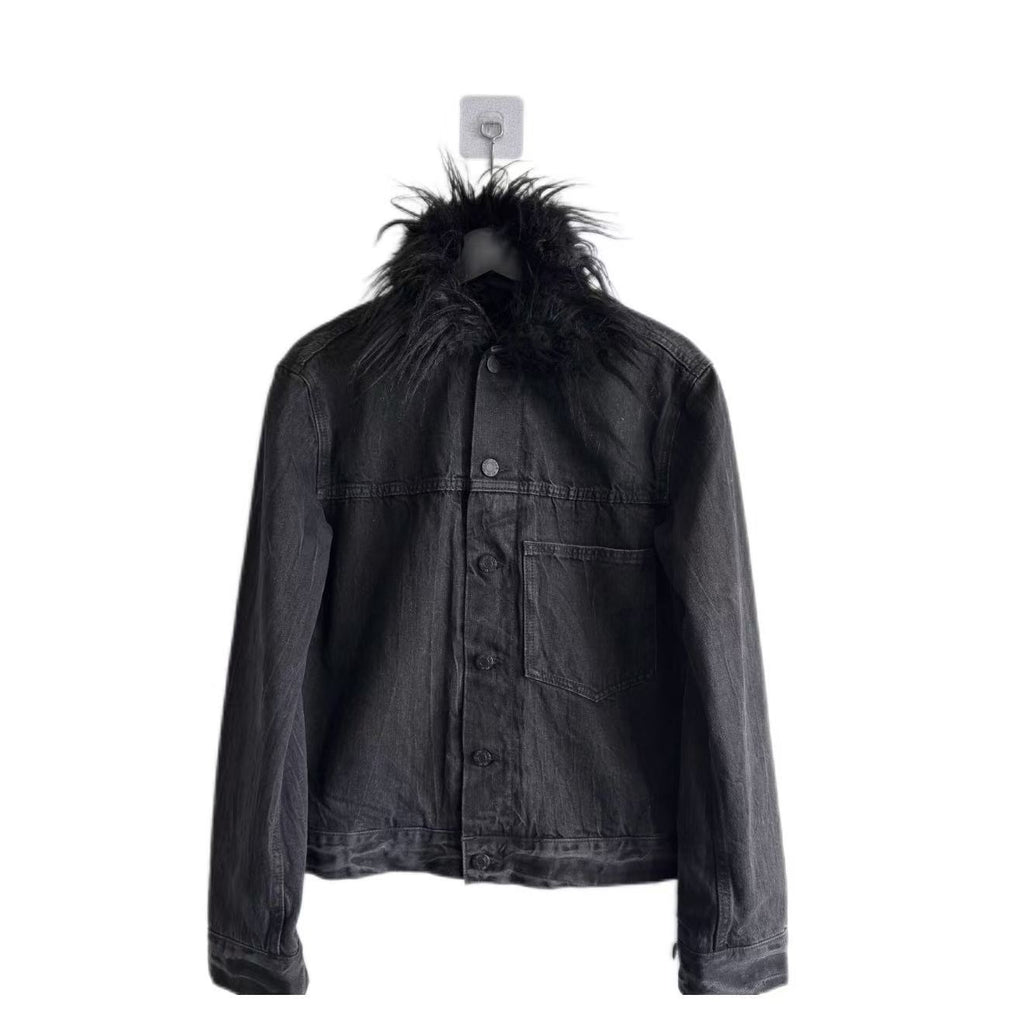 Helmut Lang 99AW Fur Collar Denim Jacket