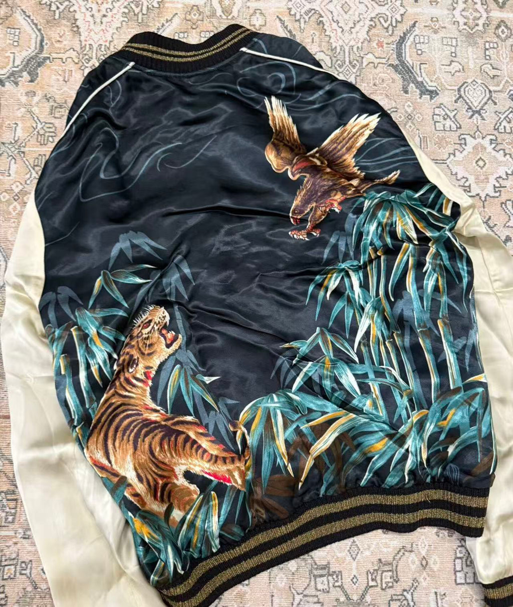 Saint Laurent 16SS Tiger and Eagle Satin Jacket