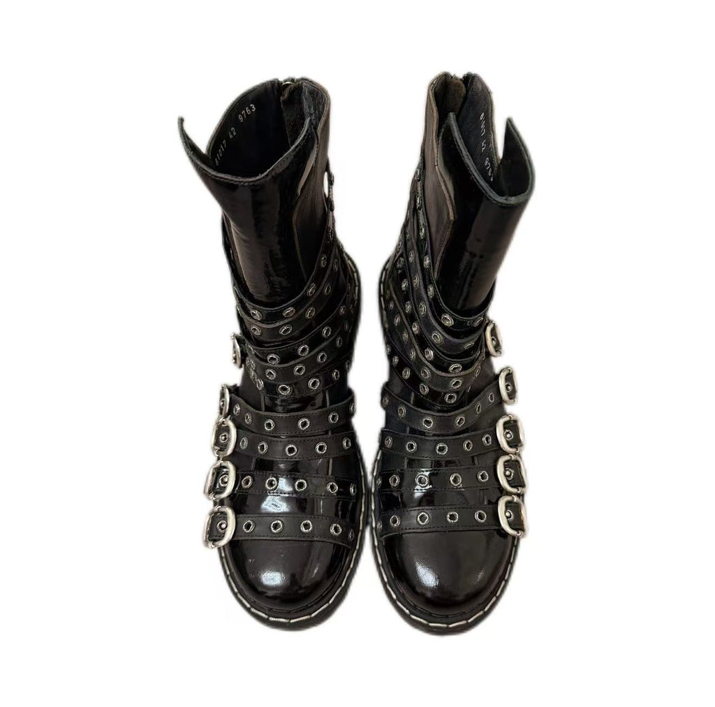 Chrome Hearts Gareth Pugh Multi-Strap Patent Leather Boots