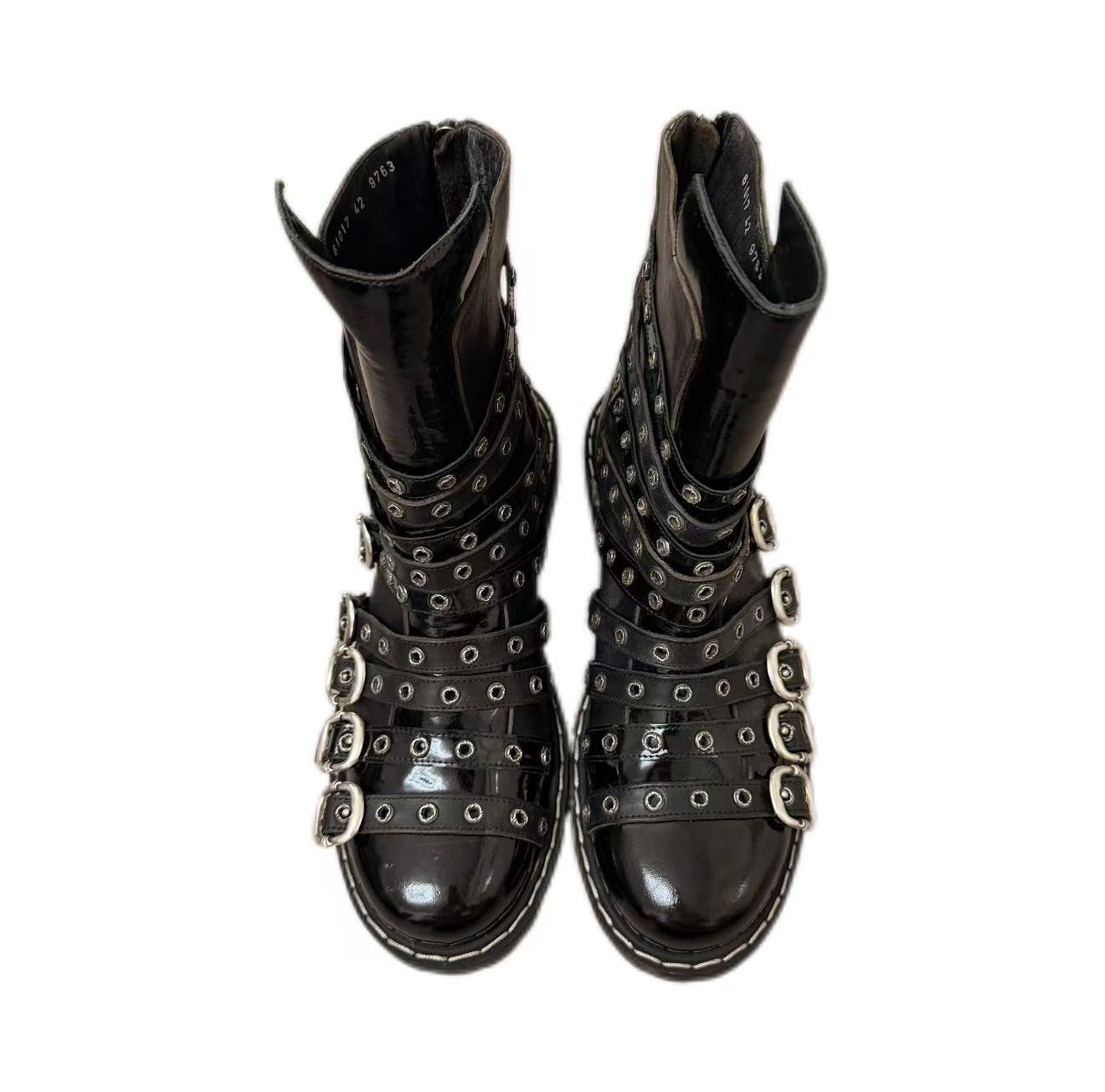 Chrome Hearts Gareth Pugh Multi-Strap Patent Leather Boots
