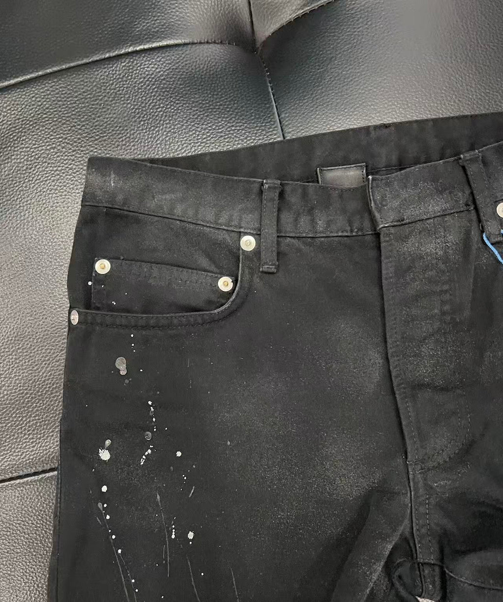 Dior Homme by Kris Van Assche Waxed Paint Splatter Denim Jeans