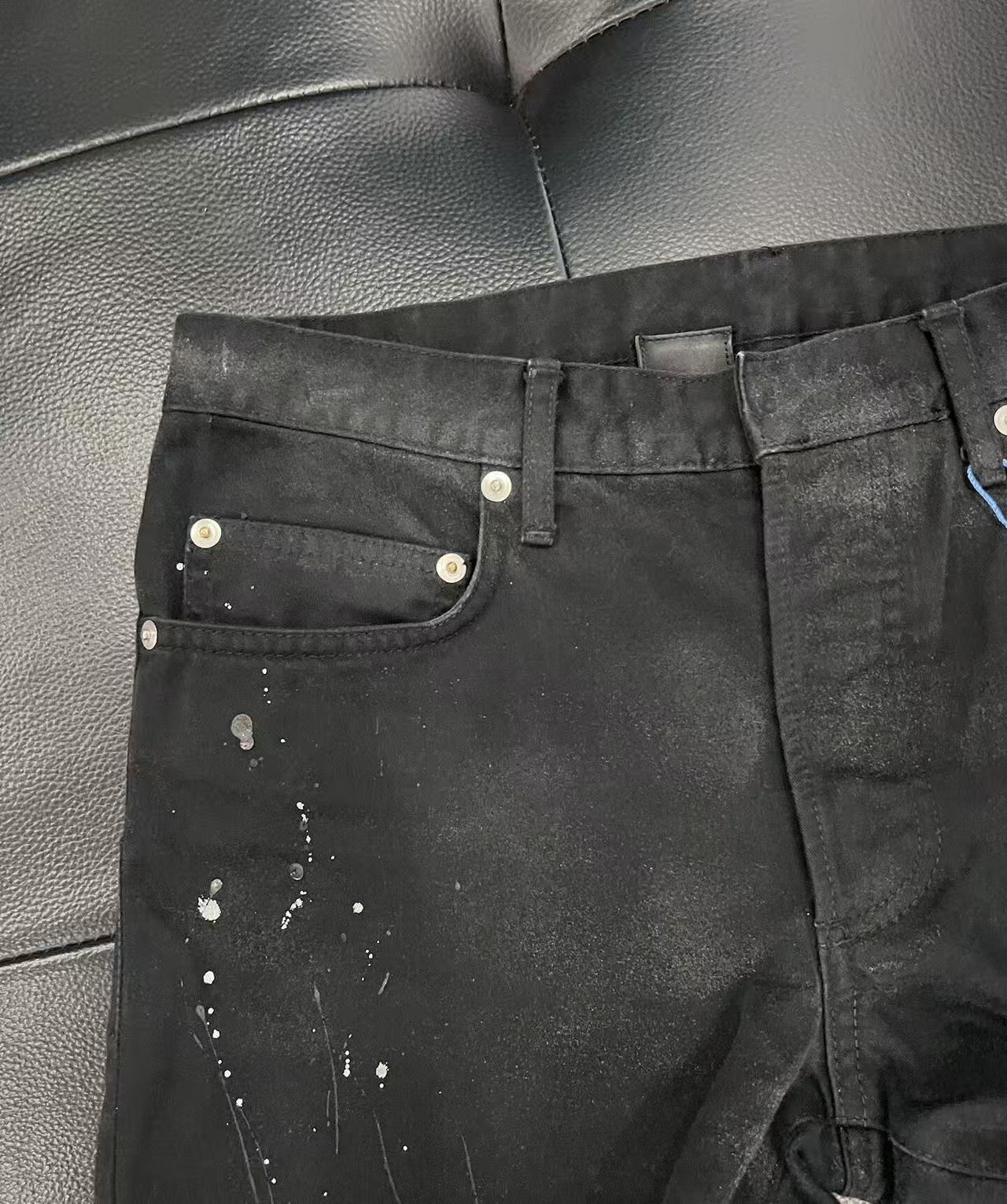 Dior Homme by Kris Van Assche Waxed Paint Splatter Denim Jeans