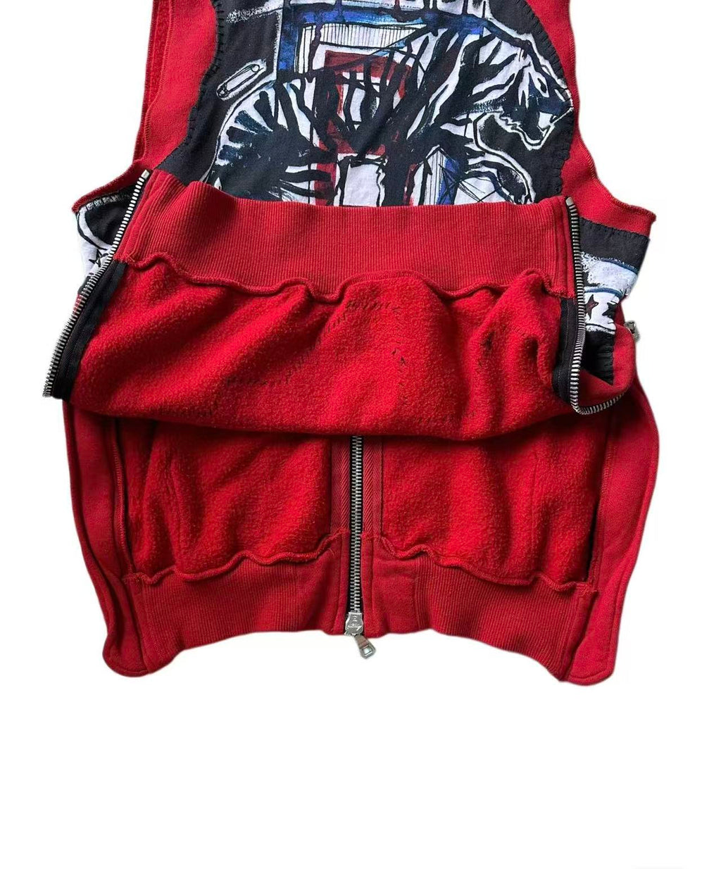Balmain 11ss tiger graffiti patch vest hoodie