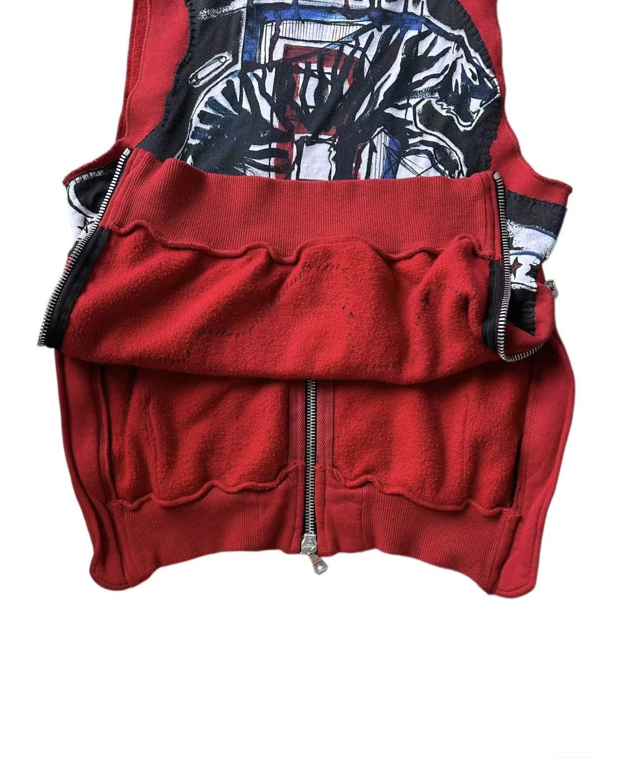 Balmain 11ss tiger graffiti patch vest hoodie