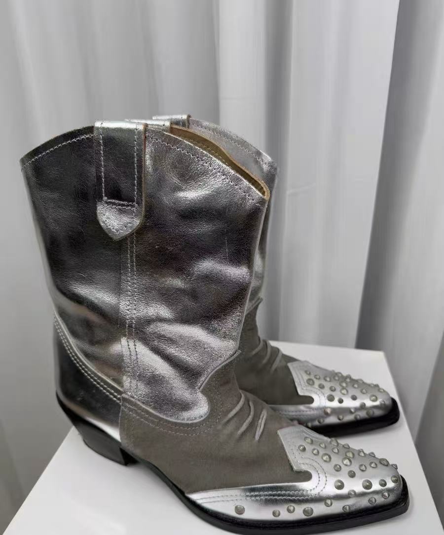 Junya Watanabe Comme des Garçons Studded Cowboy Ankle Boots