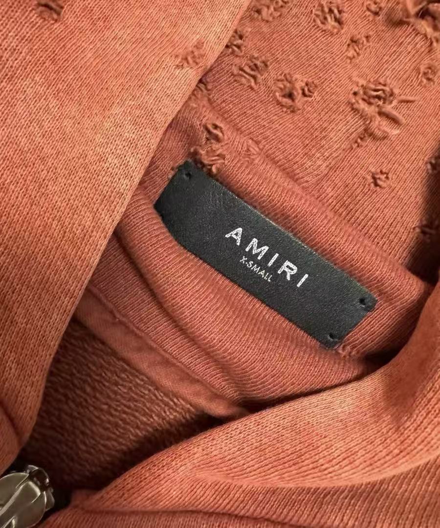 AMIRI 18ss Shotgun Distressed Zip Hoodie
