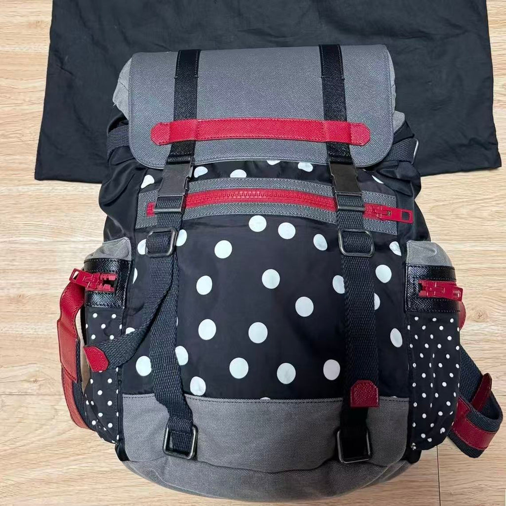 Dolce&Gabbana 15AW Black Red Polka Dot Backpack