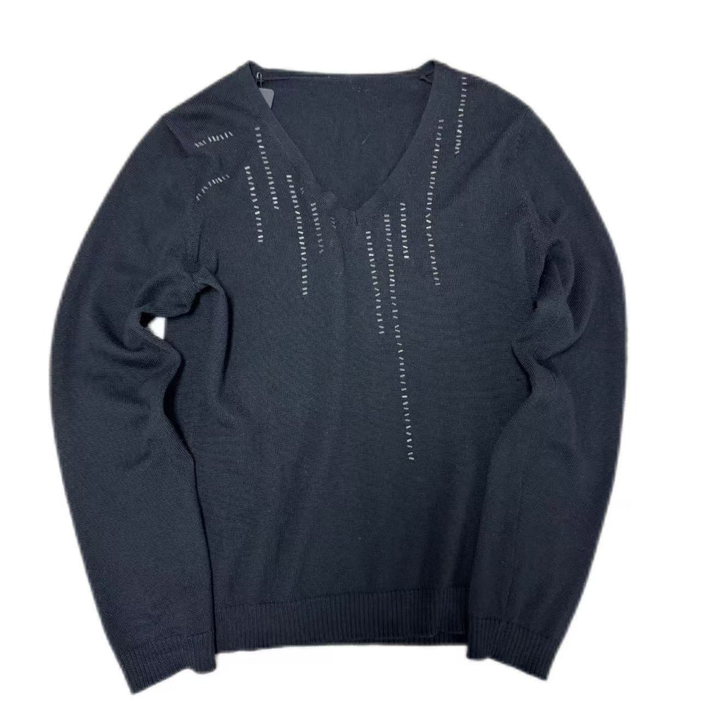 Dior Homme 05AW Studded Cashmere V-Neck Sweater