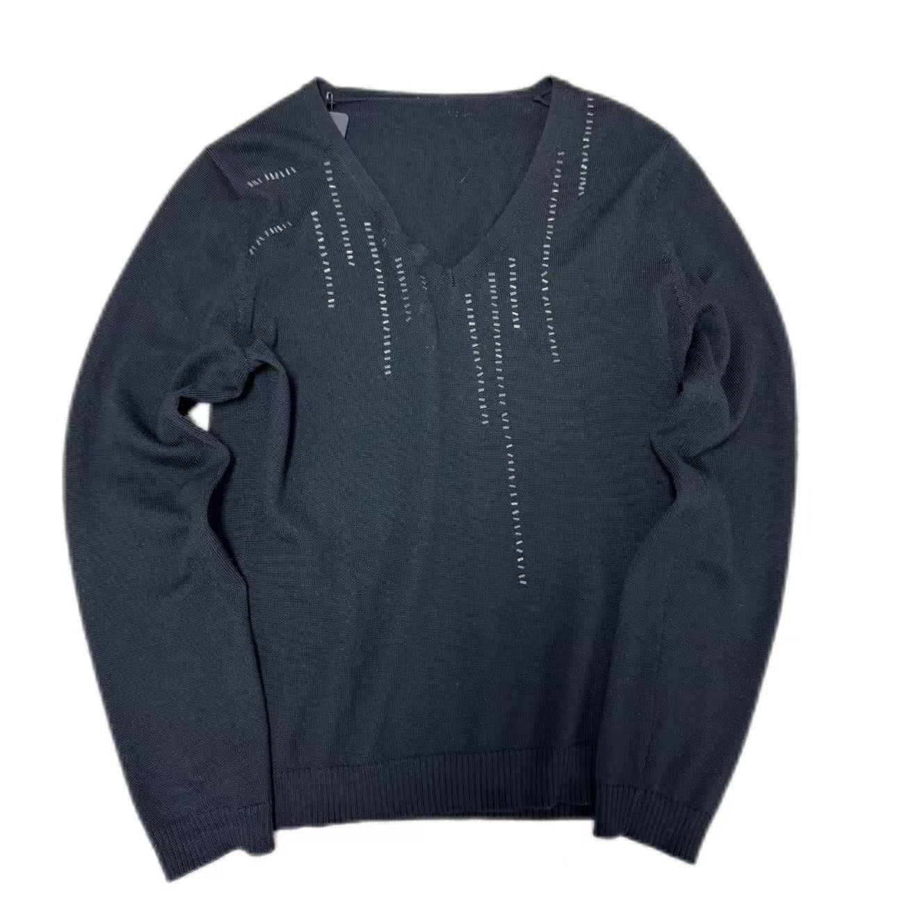 Dior Homme 05AW Studded Cashmere V-Neck Sweater