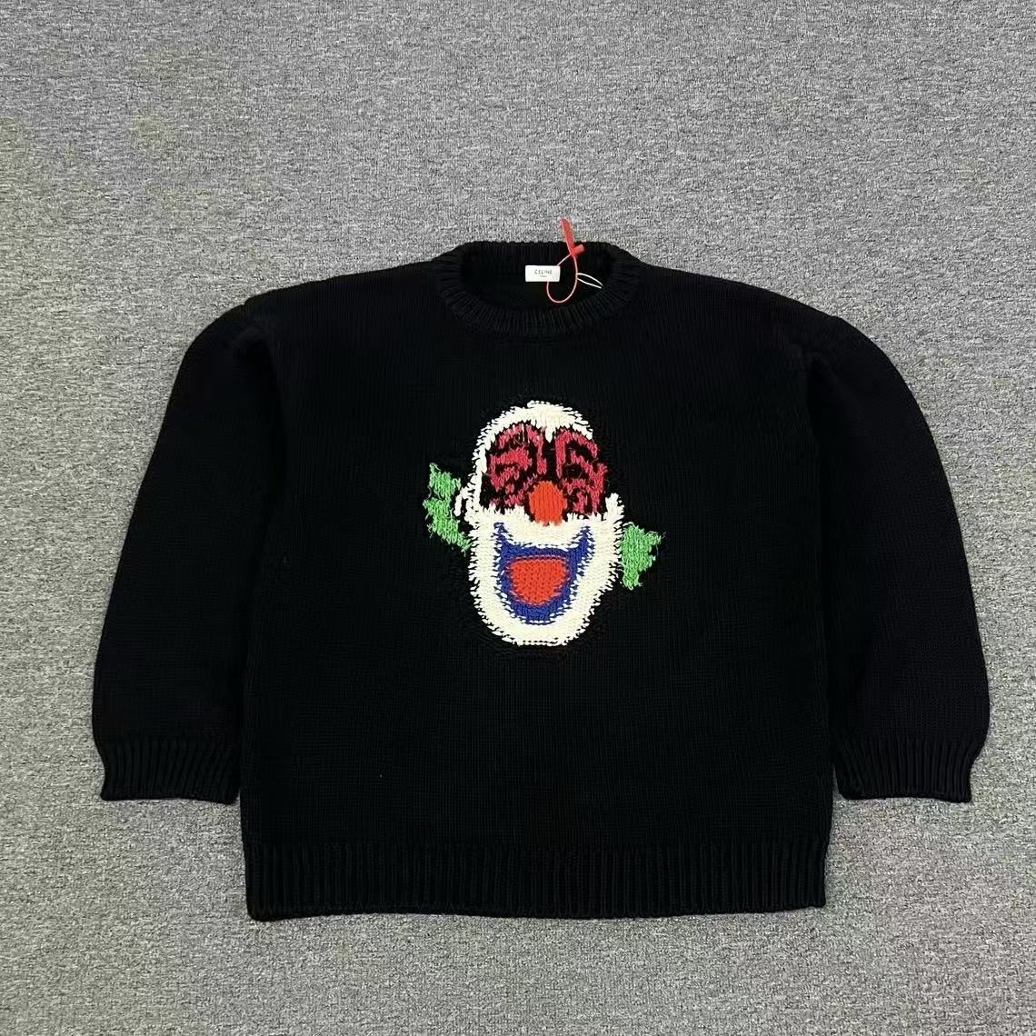 Celine 21SS By Hedi Slimane Clown Intarsia Knit Sweater