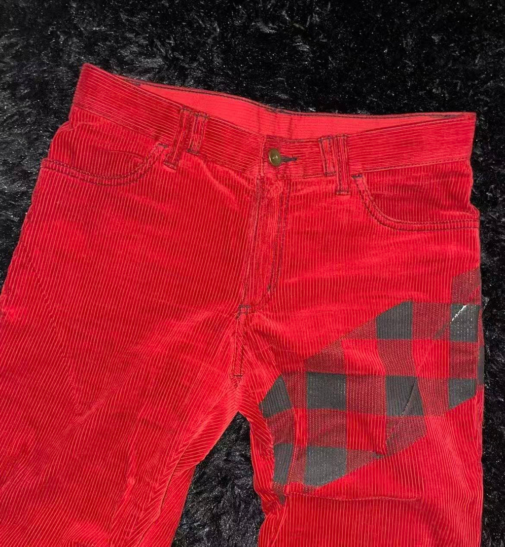 Number Nine 07AW Plaid Print Corduroy Pant