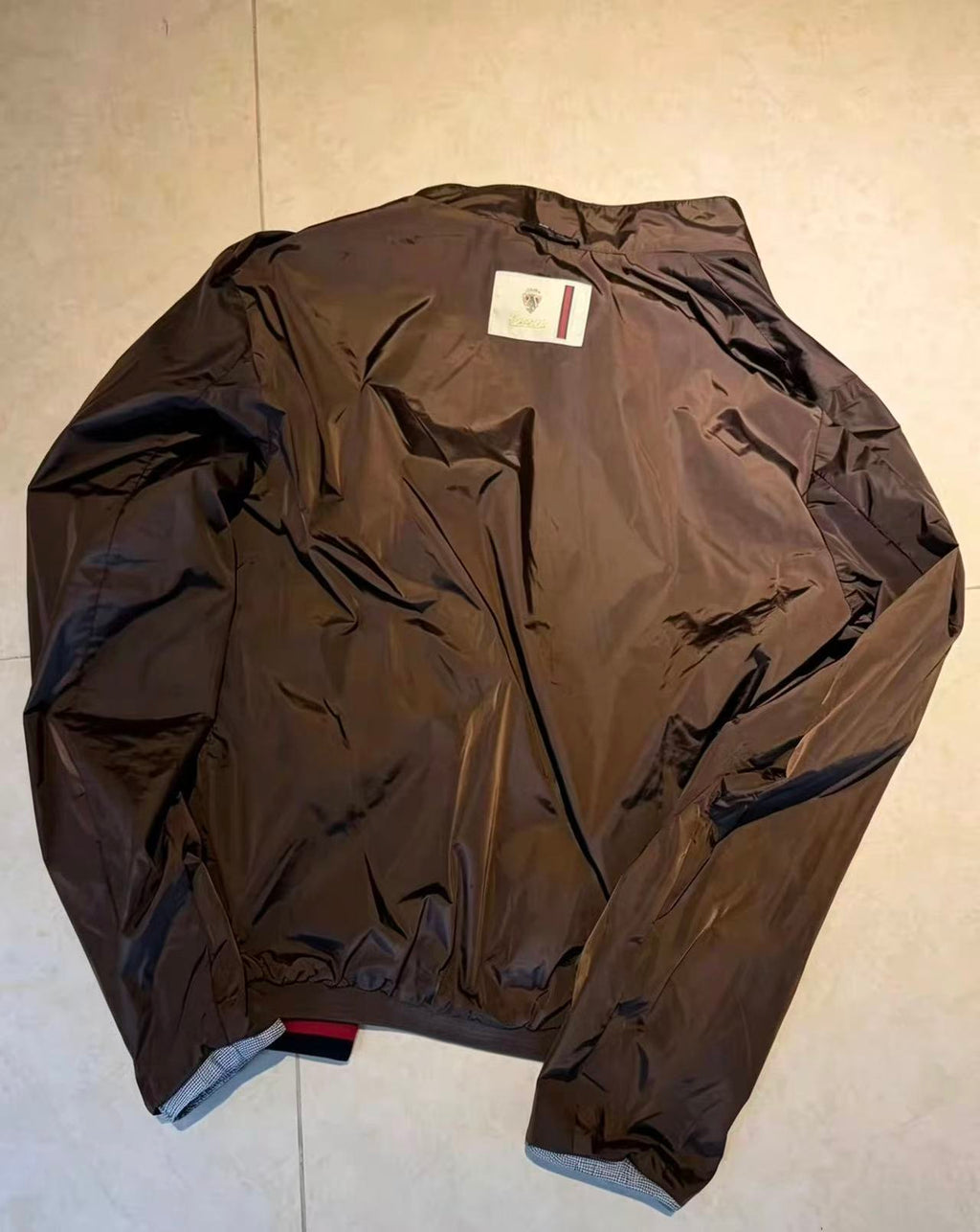 Gucci Reversible Grey Check Nylon Harrington Jacket